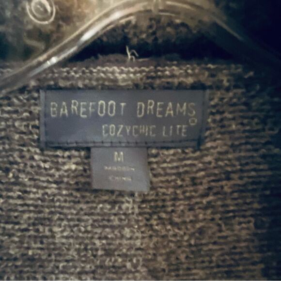 BAREFOOT DREAMS womens Sweater Size Medium CozyChic Circle Cardigan pockets blue - Picture 3 of 5